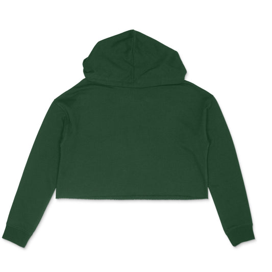 Women's olive green plain crop hoodie