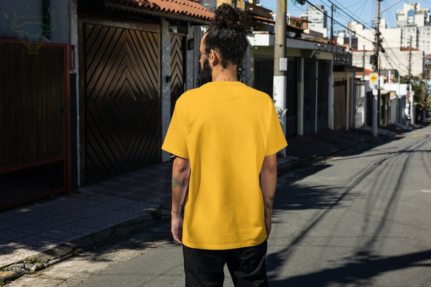 Men's Golden yellow Plain T-shirt