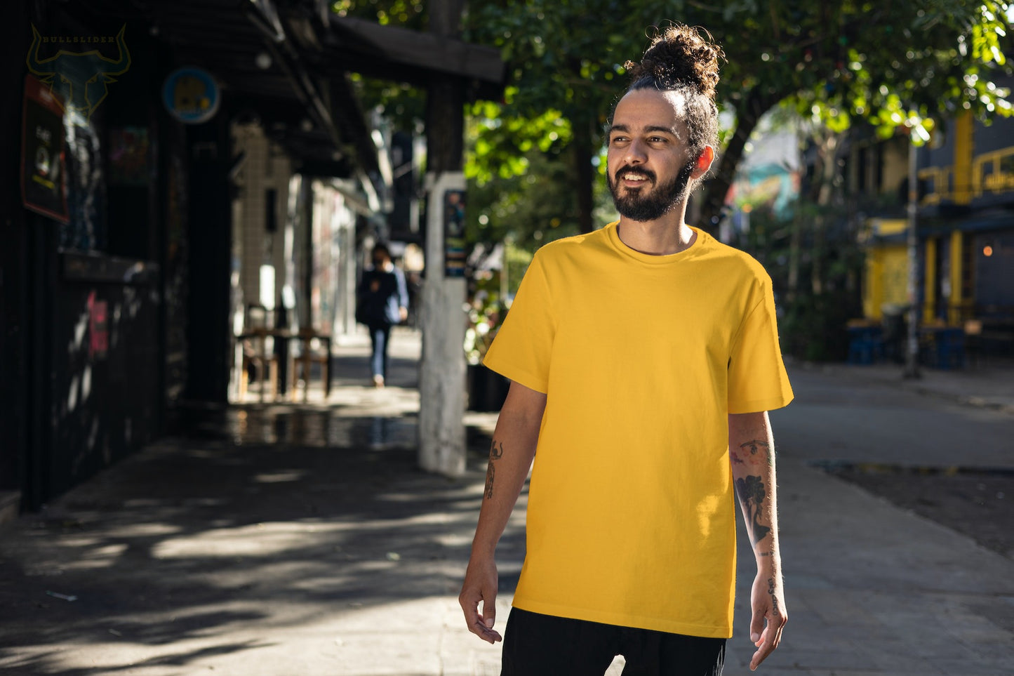 Men's Golden yellow Plain T-shirt