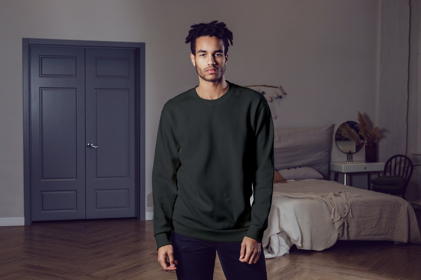 Men's Plain Black Sweatshirt