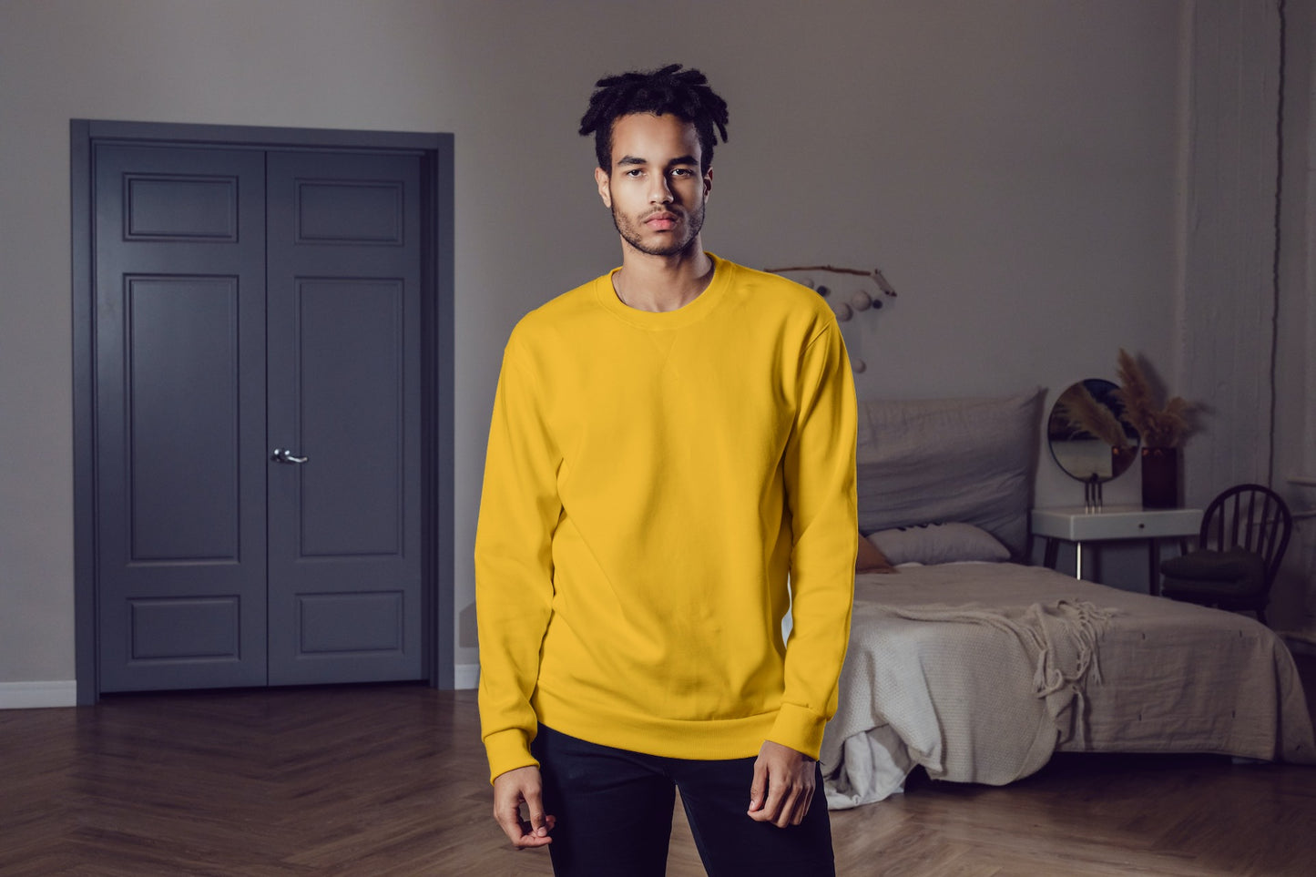 Men's Plain Golden Yellow Sweatshirt