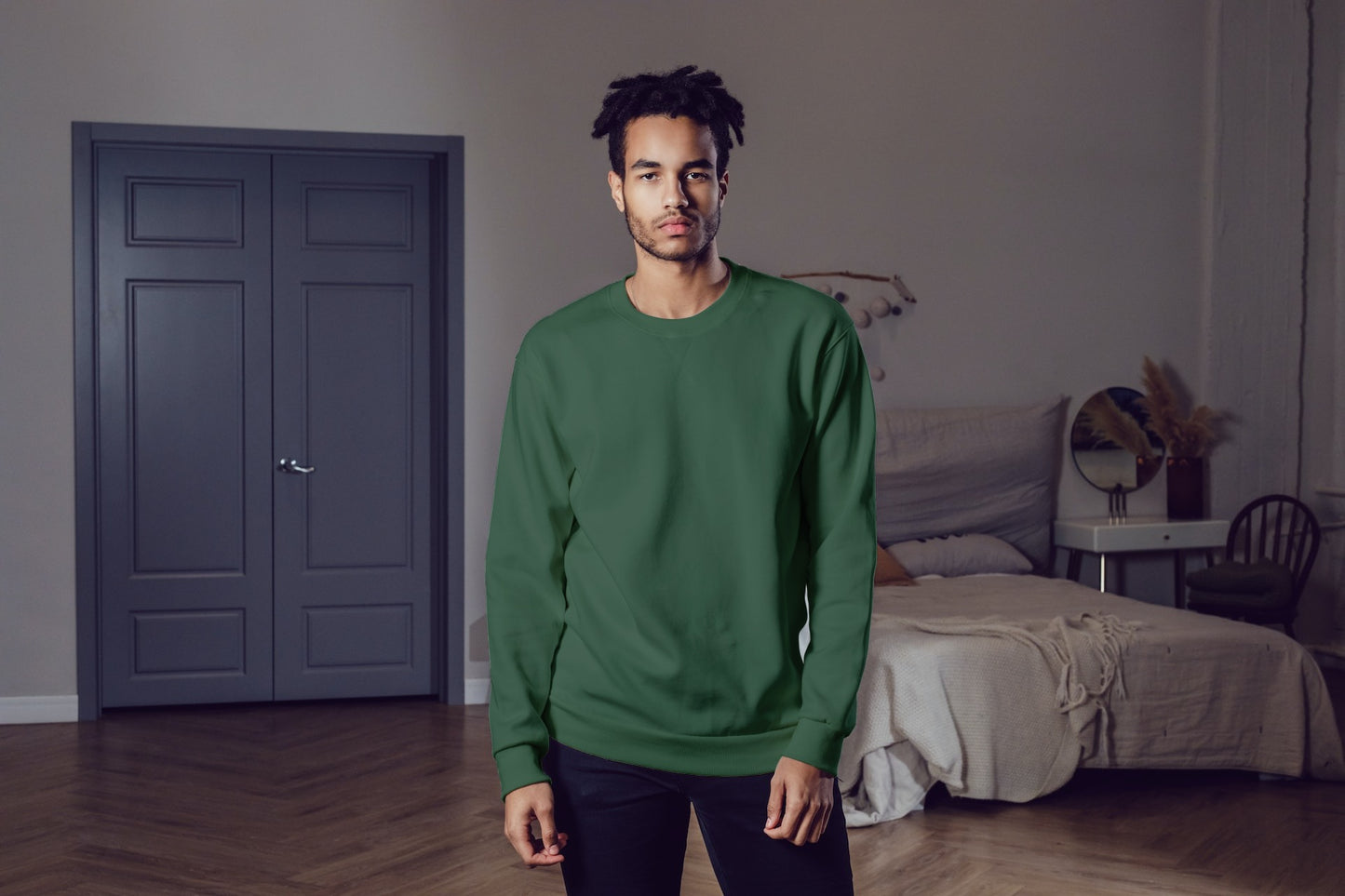 Men's Plain Olive Green Sweatshirt