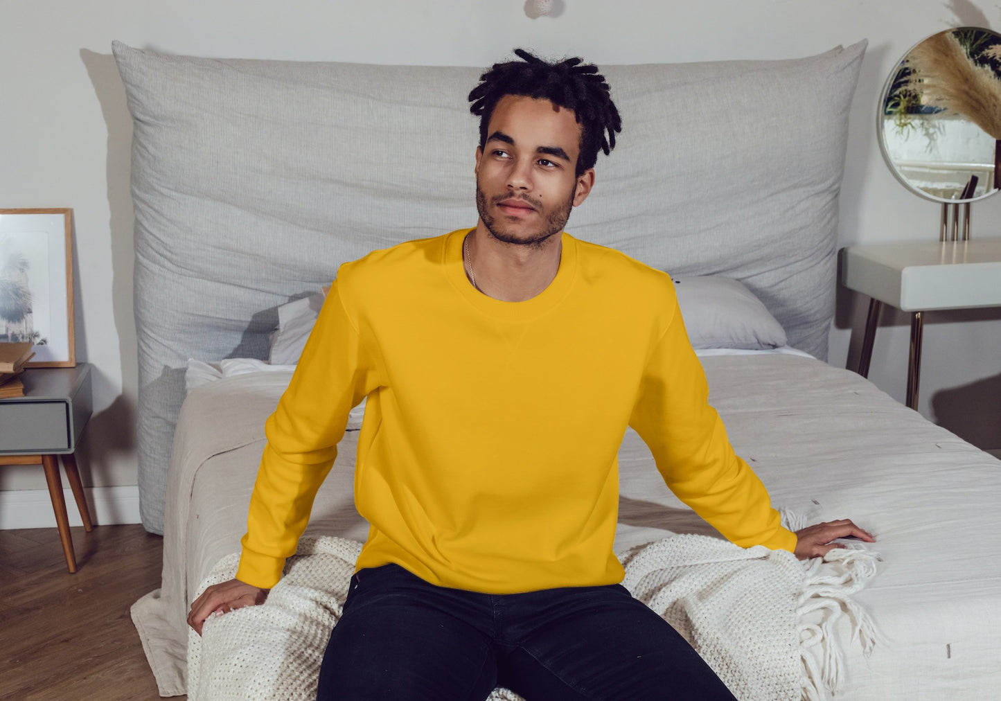 Men's Plain Golden Yellow Sweatshirt