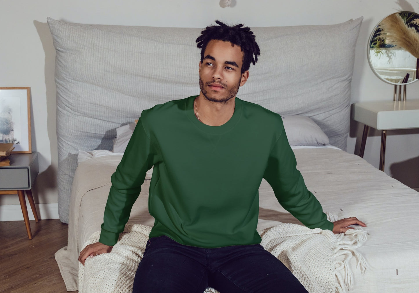 Men's Plain Olive Green Sweatshirt