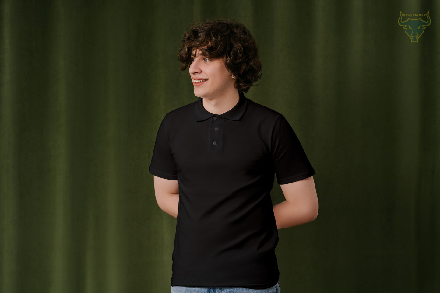 Men's Black Plain Polo T-shirt