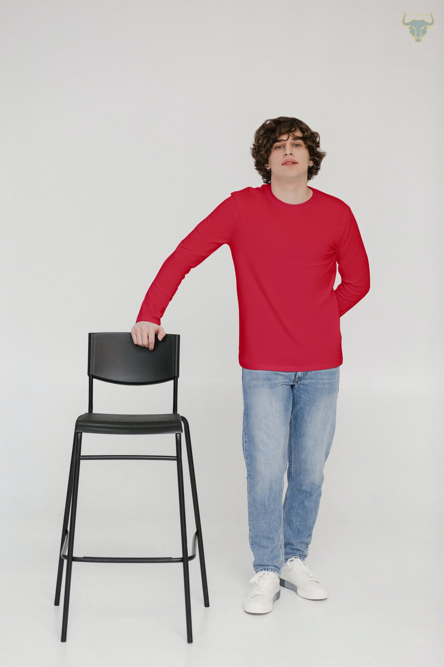 Men's plain Red Long sleeves T-shirt