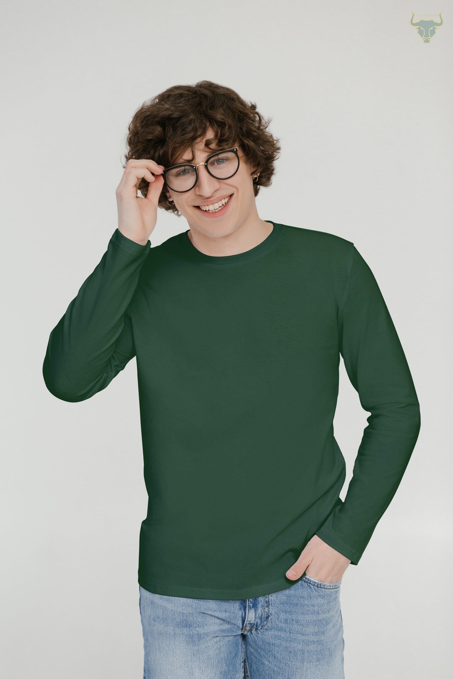 Men's plain Olive Green Long sleeves T-shirt