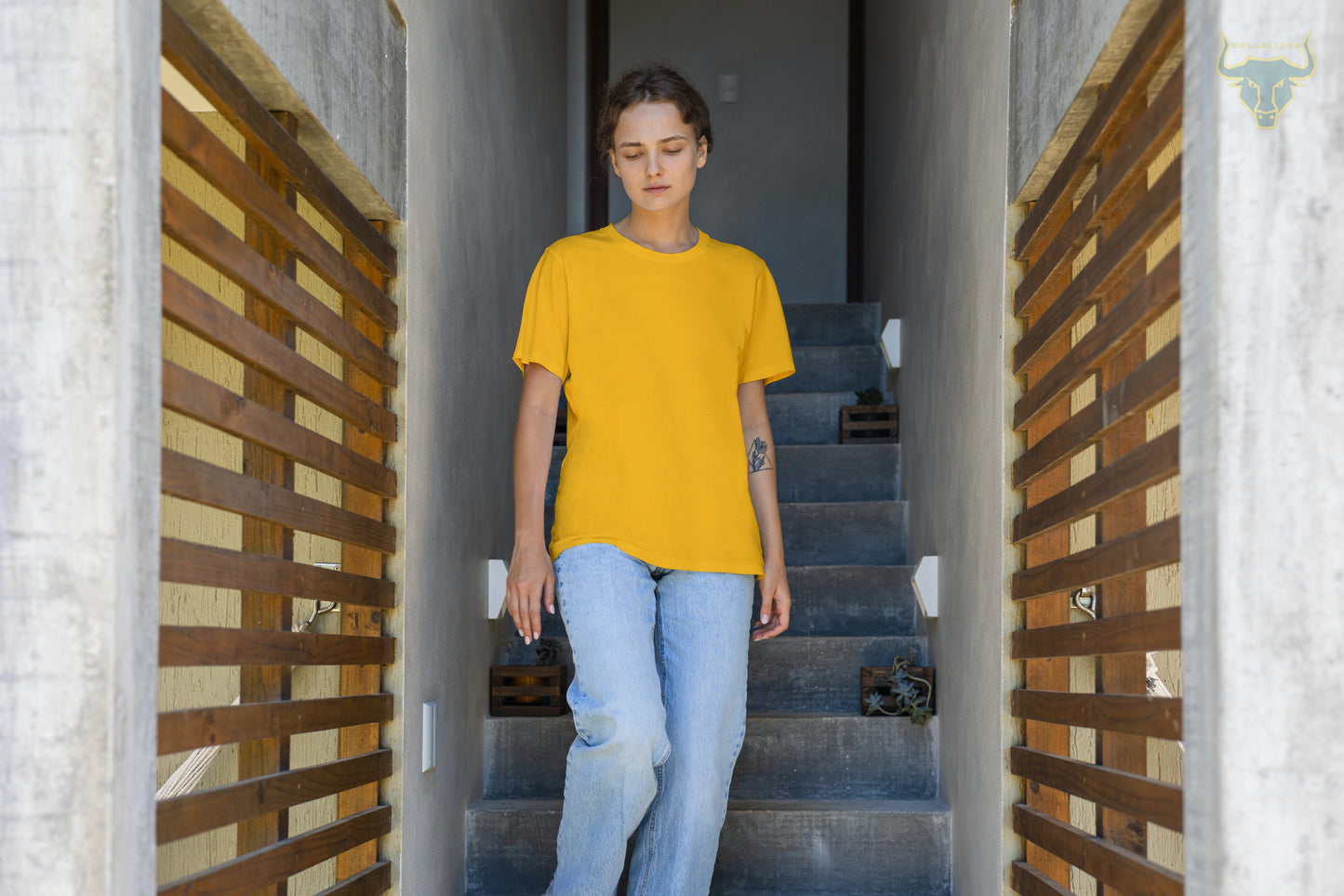 Women's Golden Yellow Plain T-shirt