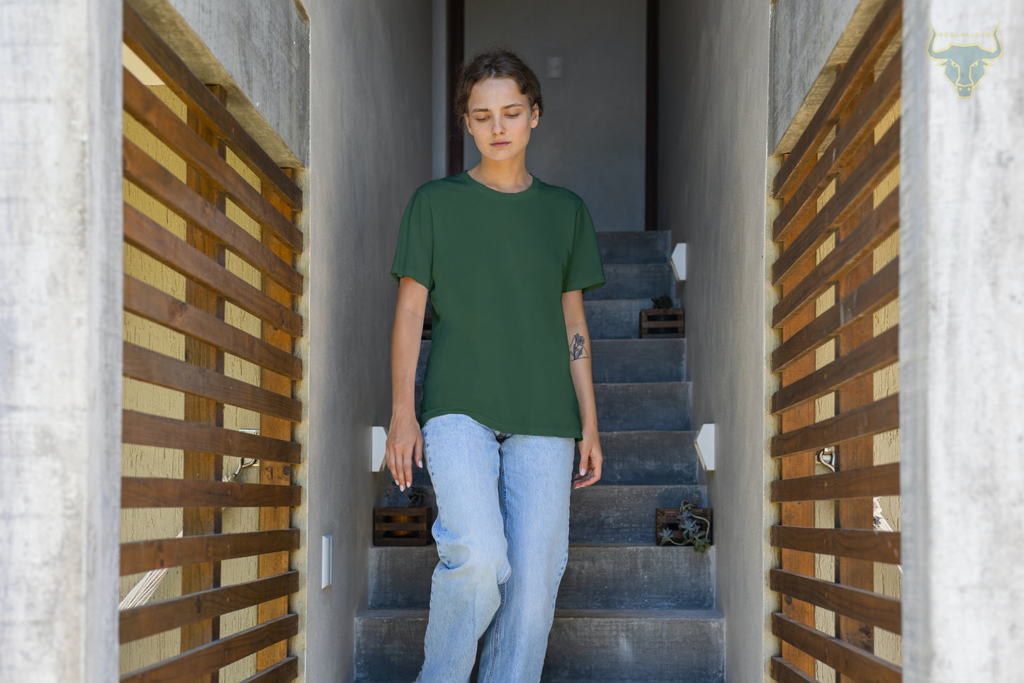 Women's Olive Green Plain T-shirt