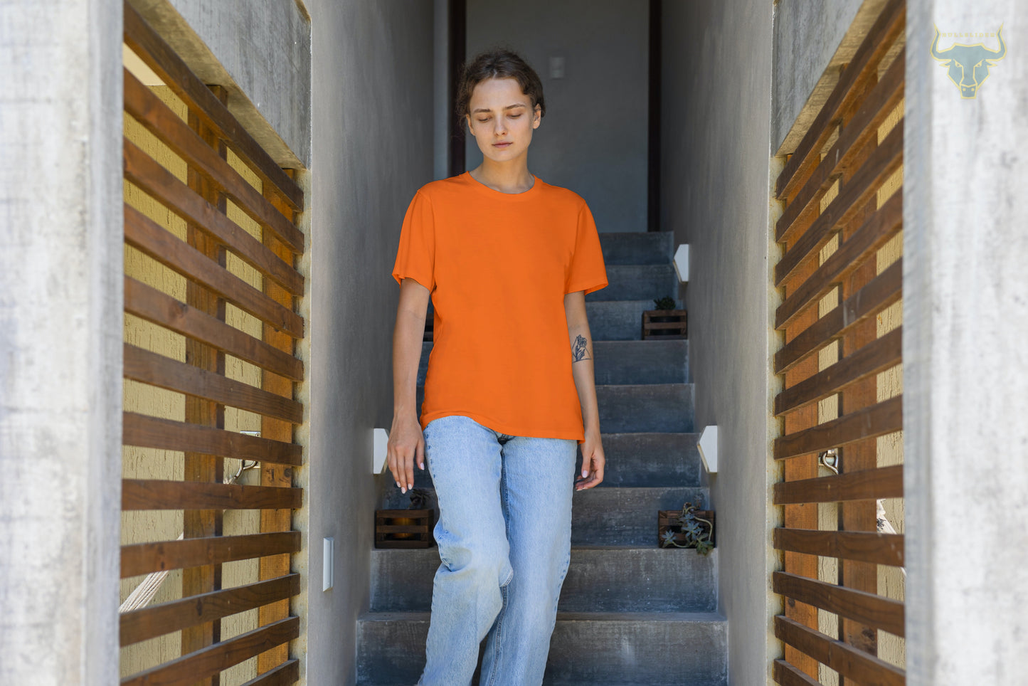 Women's Orange Plain T-shirt