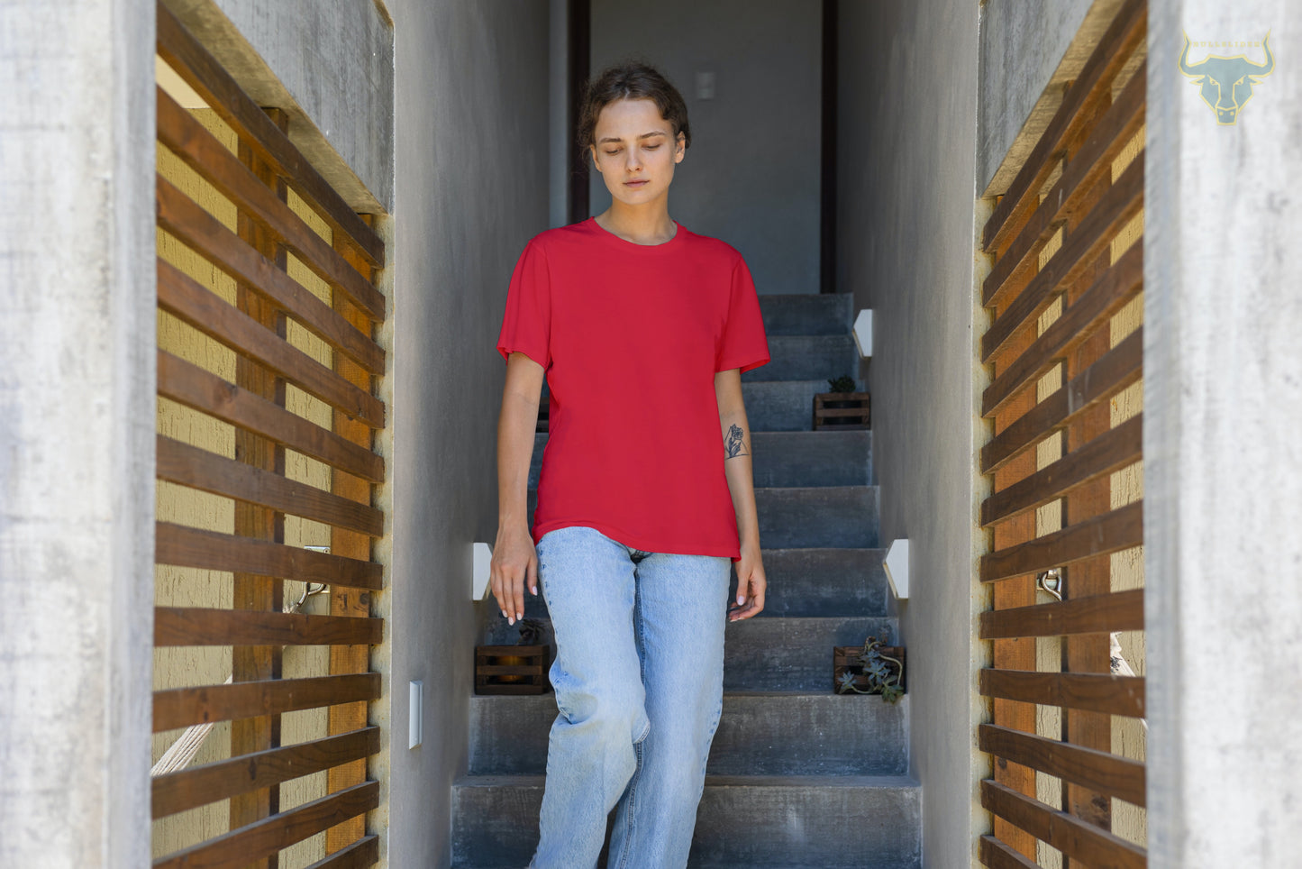 Women's Red Plain T-shirt