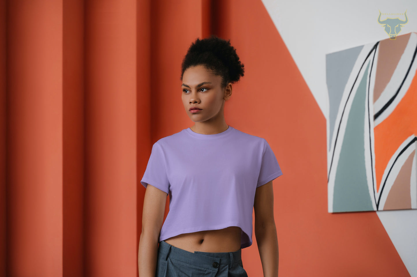 Women's Lavender Plain Crop Top's